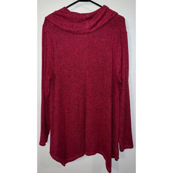 Lane Bryant Red Cowl Neck Long Sleeve Top Size 14/16 Polyester Rayon Spandex - Picture 2 of 4